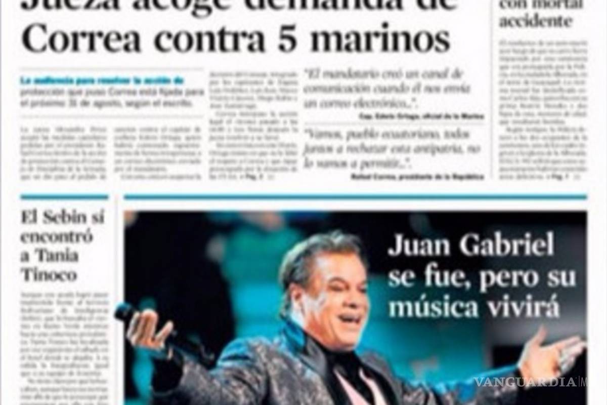 $!Así despidieron los periódicos del mundo a Juan Gabriel