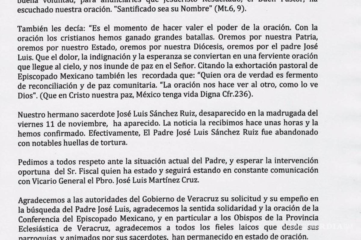 $!Localizan con vida a sacerdote de Catemaco, reporta Diócesis de San Andrés Tuxtla