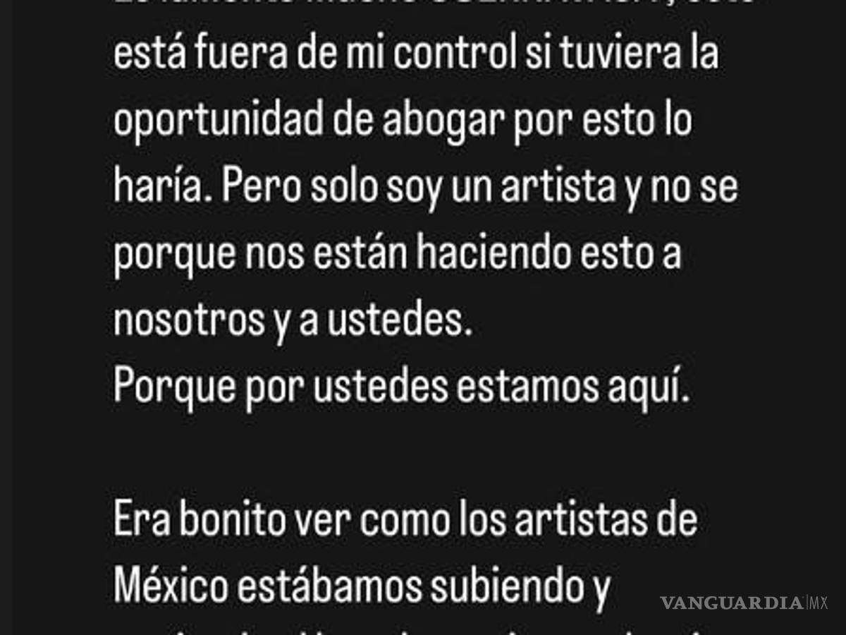 $!En redes sociales, el cantante expresó su enojo con el gobierno de Morelos por cancelar su concierto.