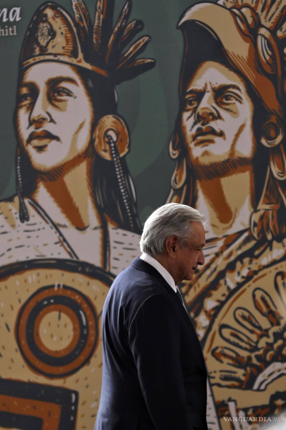 $!MEX9002. CIUDAD DE MÉXICO (MÉXICO), 13/08/2021.- El Presidente de México, Andrés Manuel López Obrador, asiste a la inauguración del Teocalli Templo Mayor por los 500 años de resistencia indígena, en el Zócalo de Ciudad de México.
