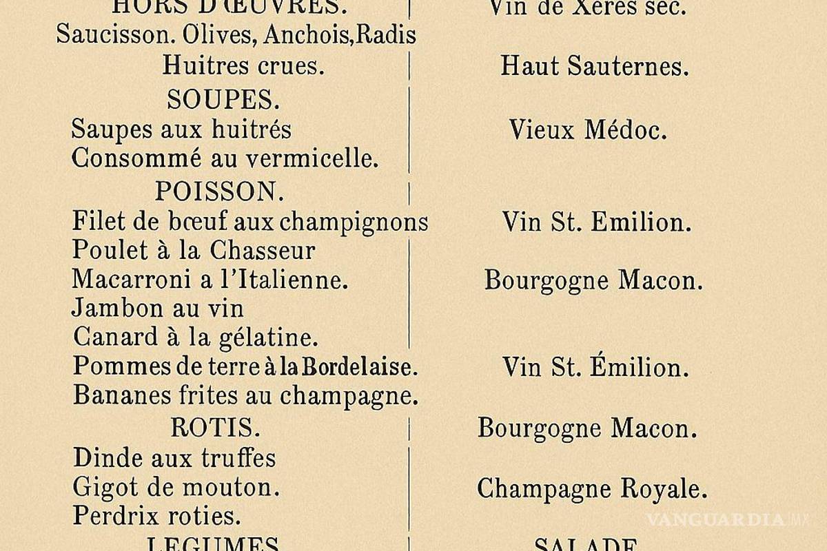$!Menú ofrecido por los comerciantes el día 16 de diciembre de 1889.