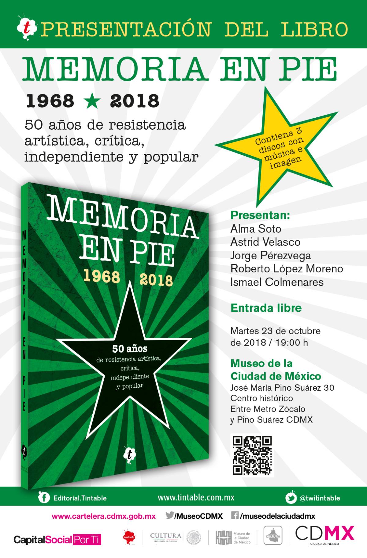 $!Presentan “Memoria en pie 1968-2018”, libro que recoge 50 años de arte