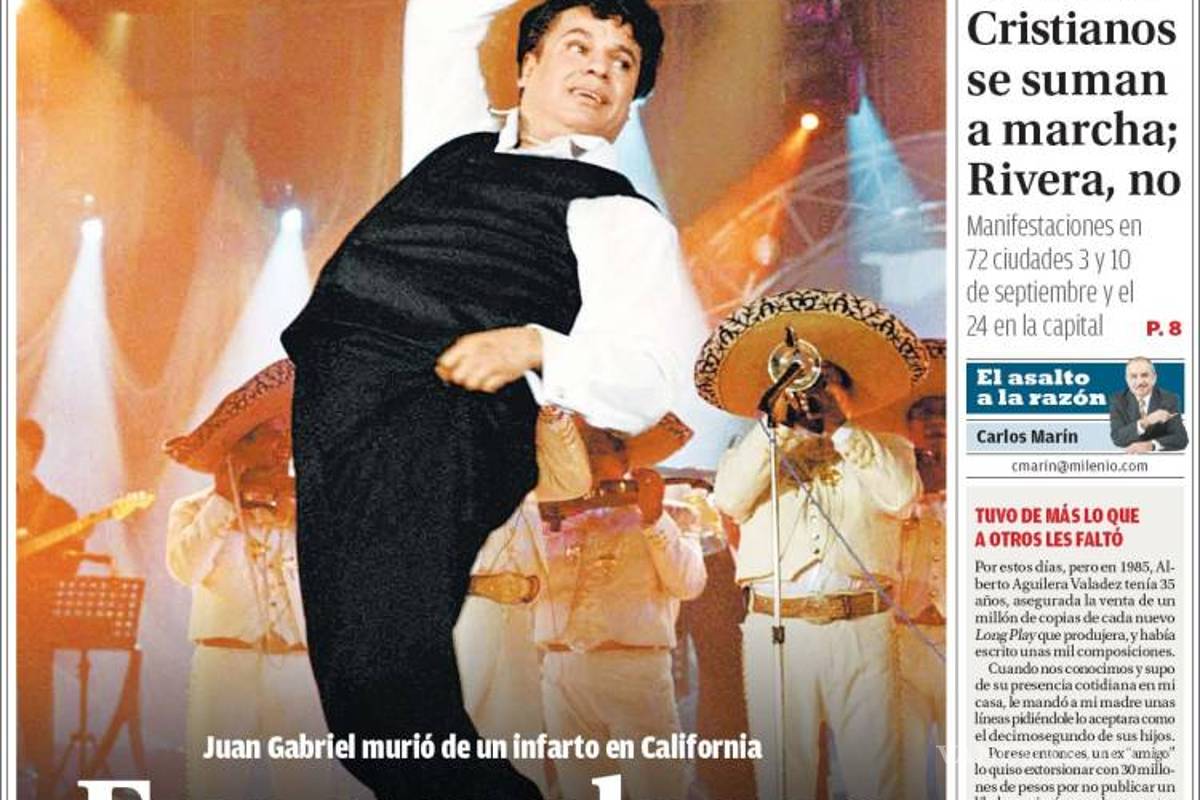 $!Así despidieron los periódicos del mundo a Juan Gabriel