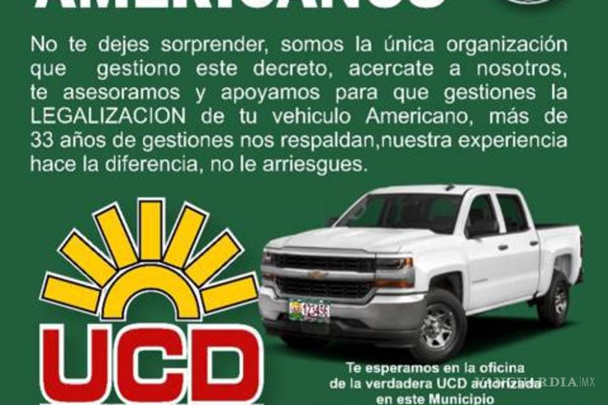 Aplica UCD sobrecosto y promete regularización de autos “chocolate”