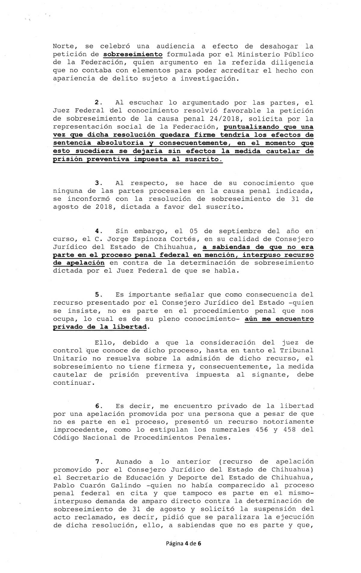 $!Alejandro Gutiérrez presenta denuncia contra Gobierno de Chihuahua por privación ilegal de la libertad