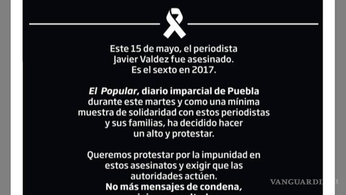 Protestan medios por asesinato de Javier Valdez