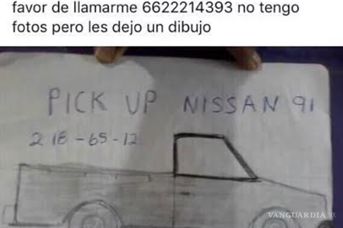 $!Se viraliza robo de 'Pick Up Nissan' en Sonora tras describirlo ¡con un dibujo!