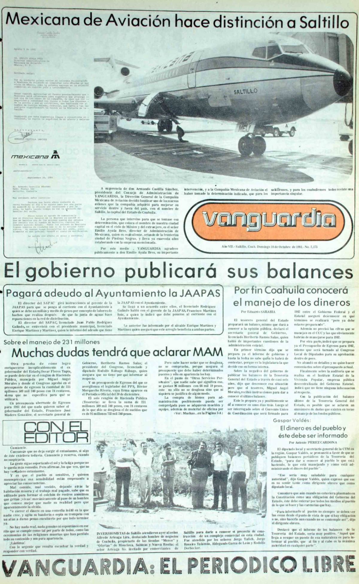 $!Hace 36 años, Saltillo puso su nombre en el cielo con ‘Mexicana de Aviación’