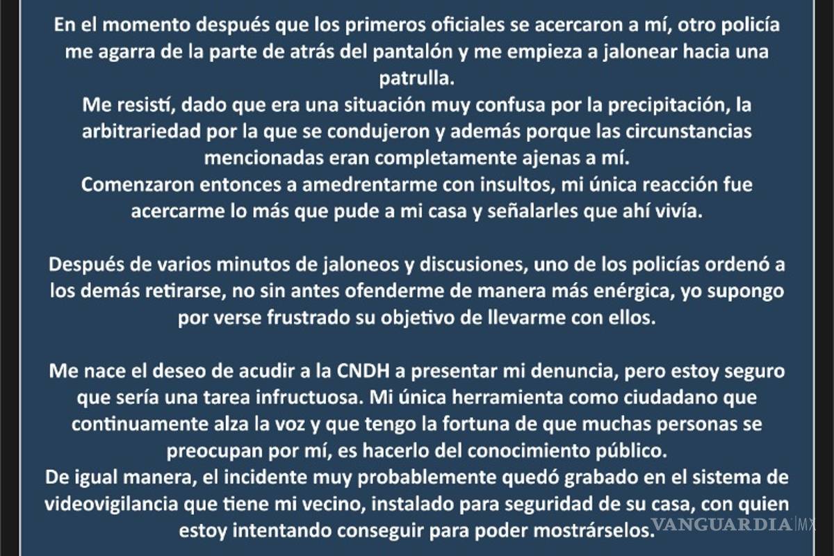 Denuncia @Tumbaburross acoso policiaco, luego de ser señalado por AMLO de orquestar bots