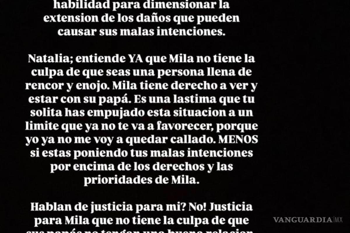 $!Natalia Subtil no ha emitido una respuesta pública a las declaraciones recientes de su expareja.