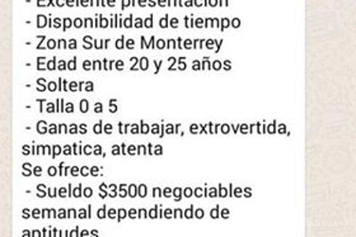 $!Empresa de Monterrey solicita asistente personal para contacto 'íntimo' y muchacha lo denuncia en redes