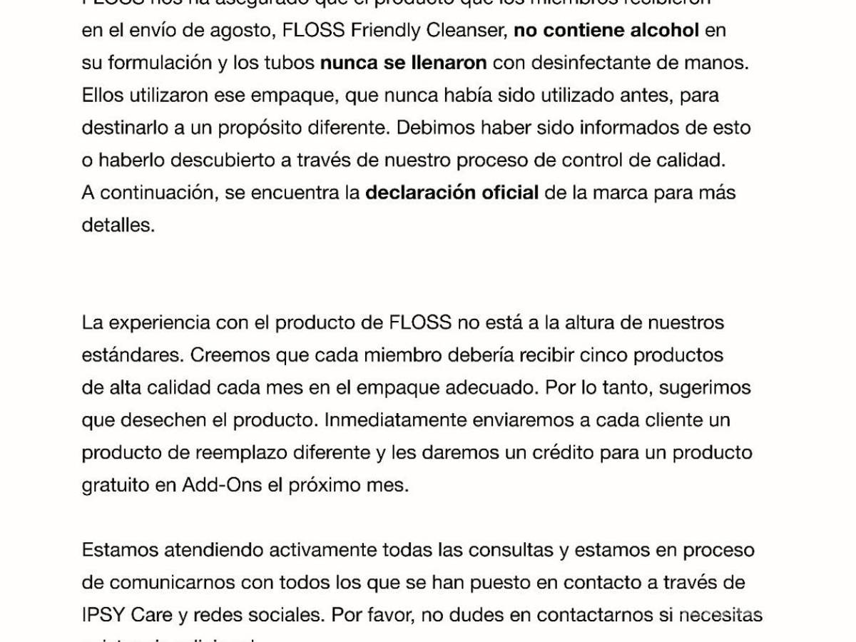 $!¿IPSY engaña a sus clientes? Envía gel antibacterial reetiquetado como limpiador facial y los exhiben en Tiktok