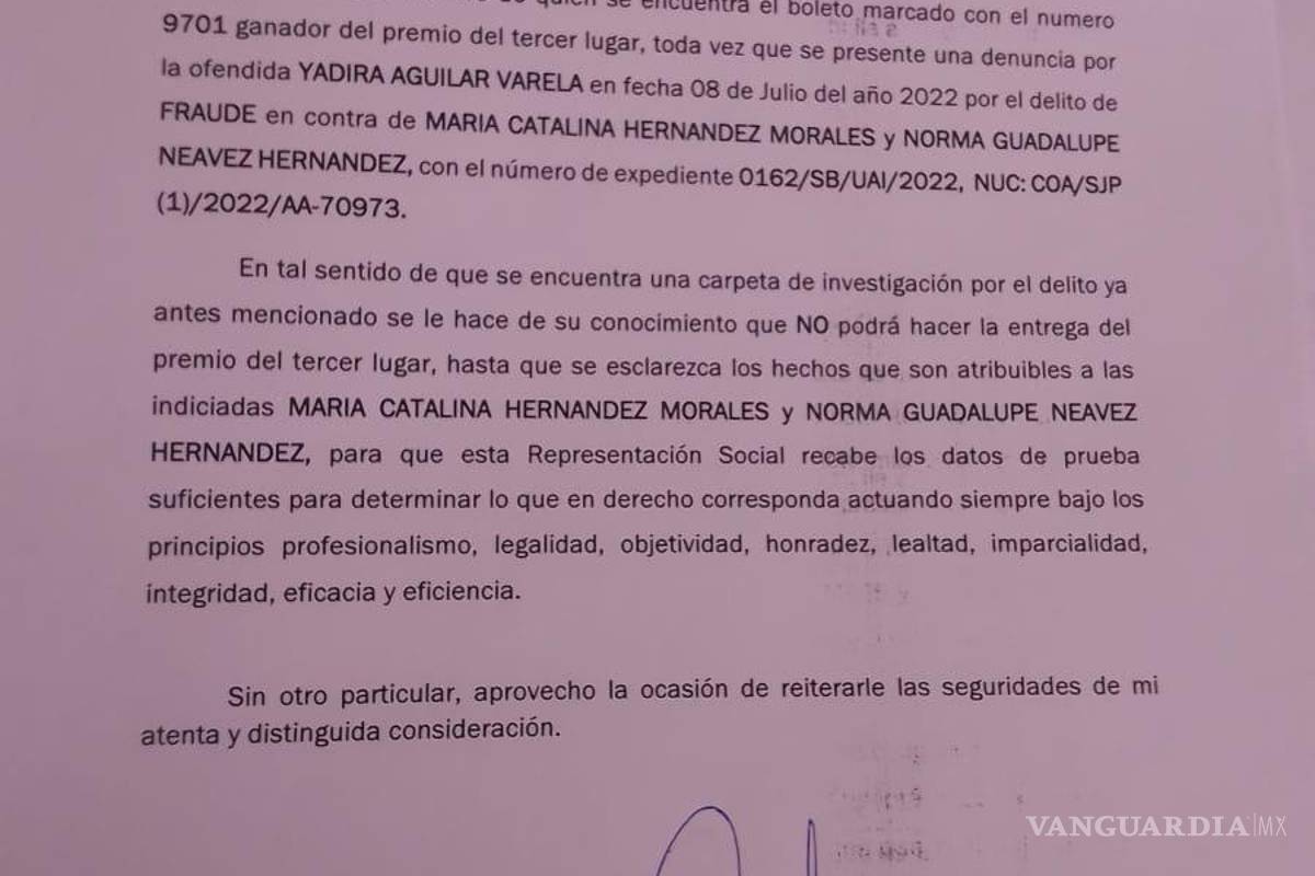 Denuncian fraude en rifa del Patronato de la Feria de San Buenaventura
