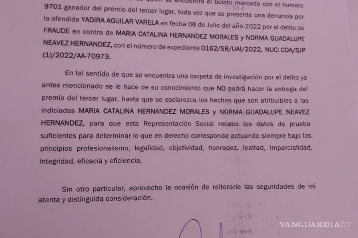 San Buenaventura: gana $50 mil en rifa y tía de amiga quiere quedárselo