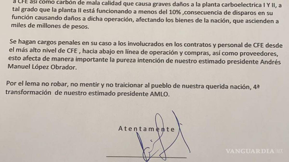 Nava: demandan investigación por actos de corrupción en contratos de CFE