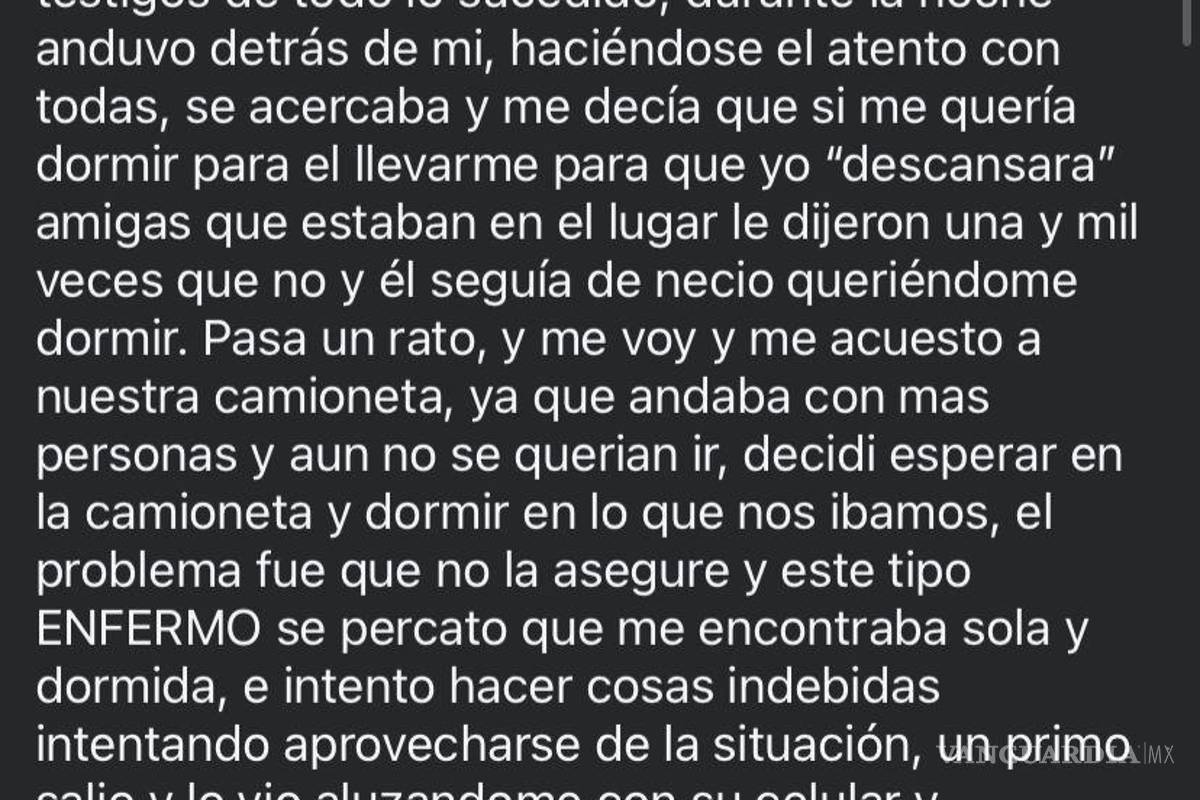 Fiesta en Monclova termina en intento de abuso, robo de pertenencias y denuncia