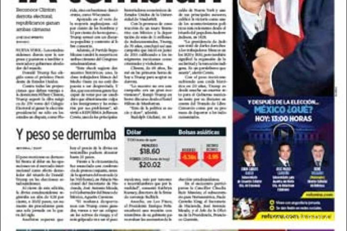 $!Titulares Prensa Nacional 09/11/2016