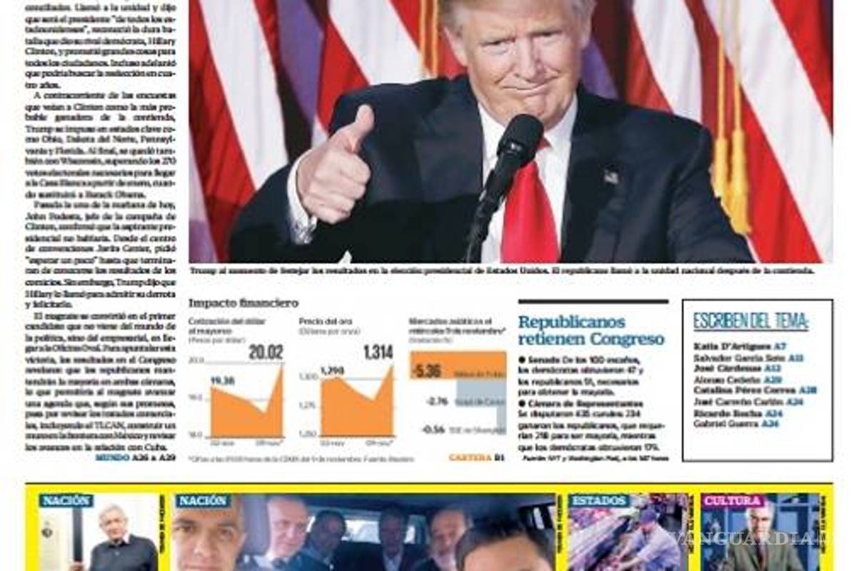 $!Titulares Prensa Nacional 09/11/2016