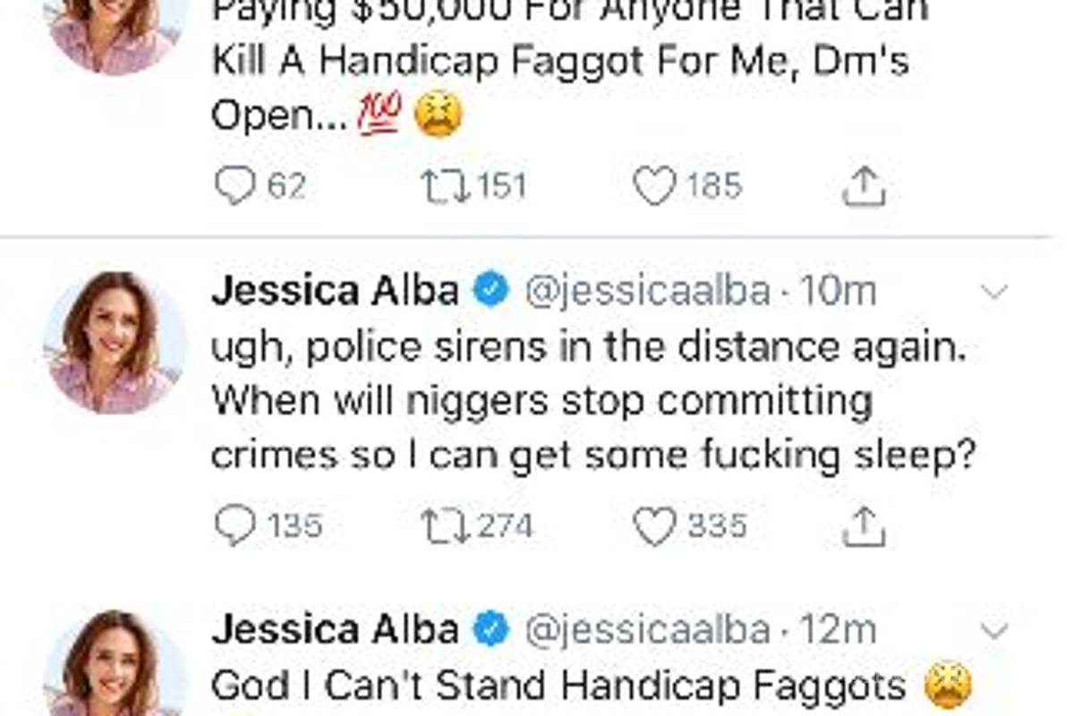 $!Racista que apoya a los nazis hackea el Twitter de Jessica Alba (fotos)