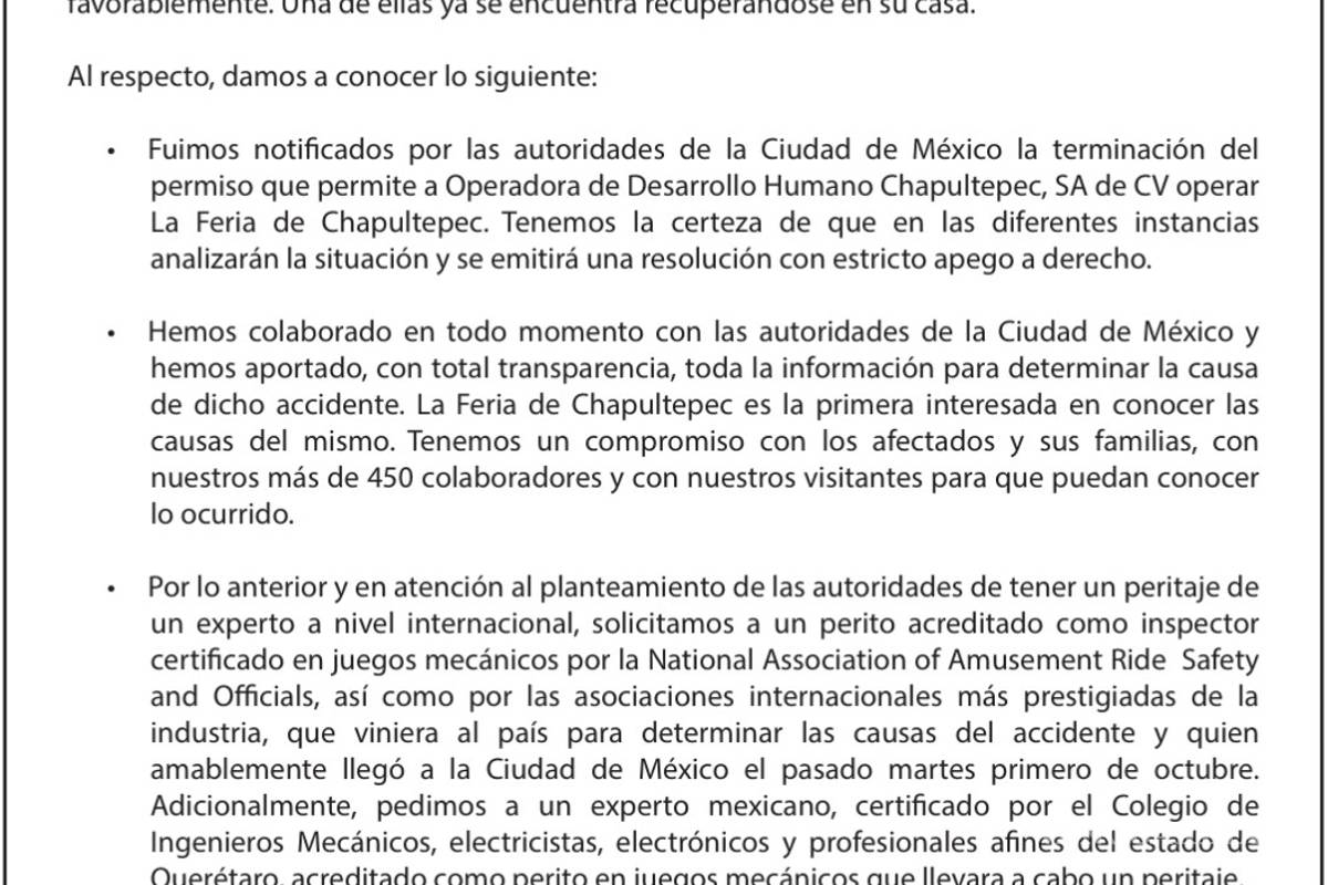 $!Cierran definitivamente La Feria de Chapultepec tras accidente en el que murieron dos personas
