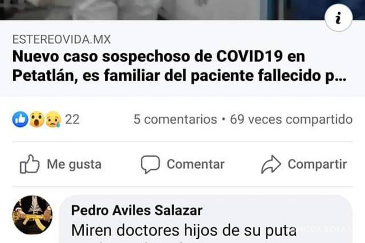 $!Narco amenaza con matar a 10 médicos por cada familiar muerto por coronavirus