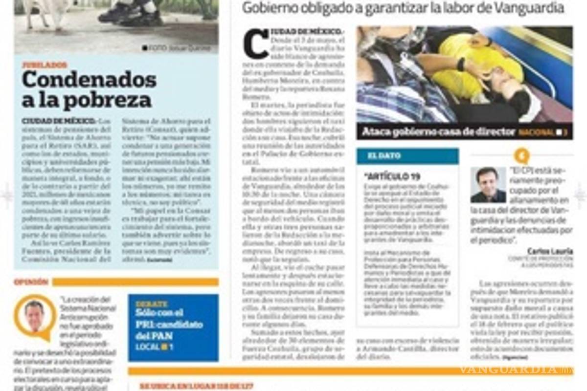 $!Diarios del país publican ataque a Vanguardia en sus portadas