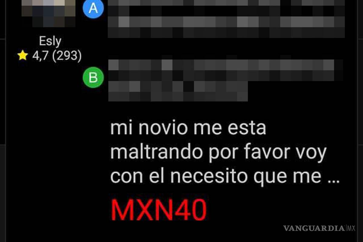 Novio la maltrata y ella solicita viaje en In Driver para que la rescaten, en Saltillo