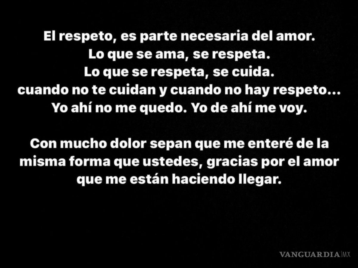 $!La argentina agradeció el apoyo de los fanáticos a la vez que expuso a su hoy expareja.