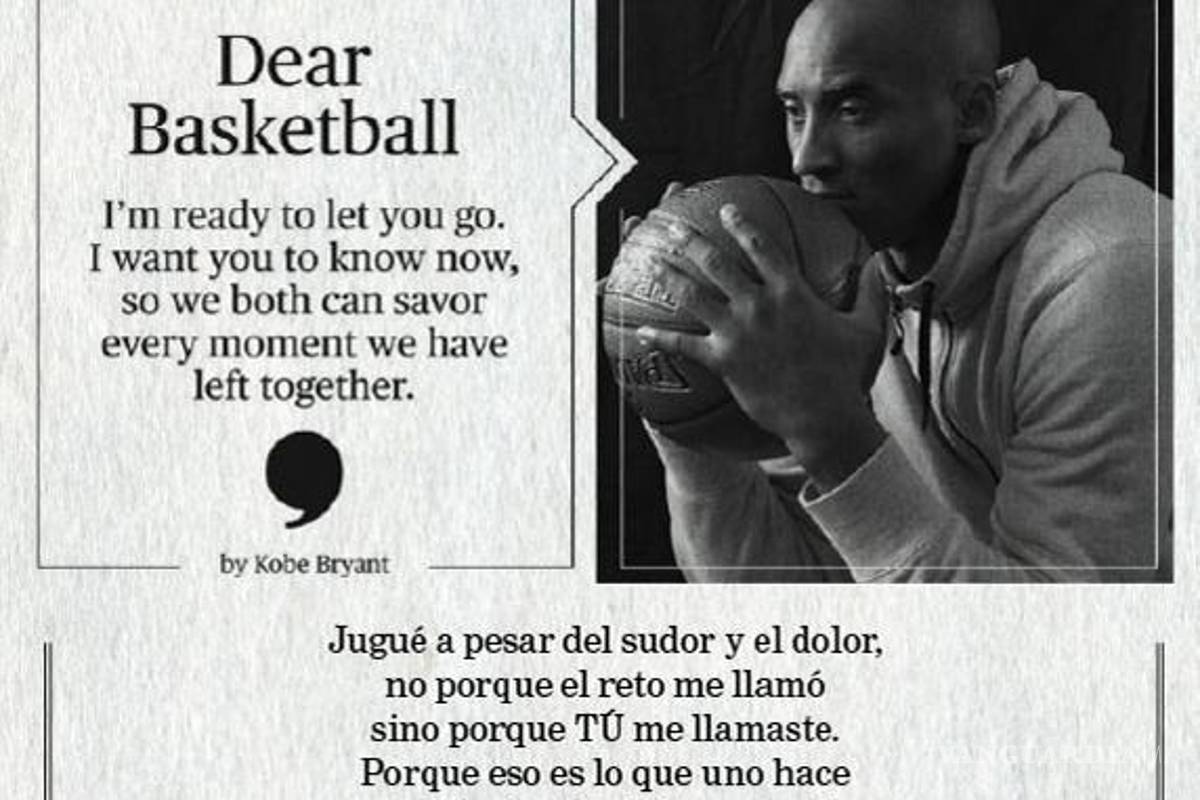 $!El poema con el que Kobe Bryant fue nominado al Oscar