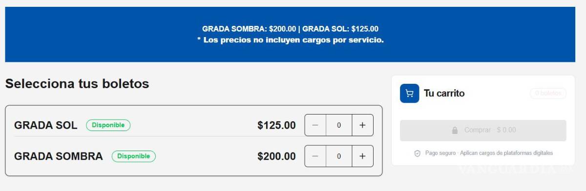 $!Los boletos de Sol tendrán un costo de 125 pesos para el duelo inaugural en el Olímpico.