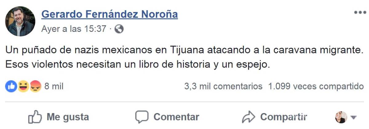 $!"Son nazis los que agreden a migrantes": Fernández Noroña