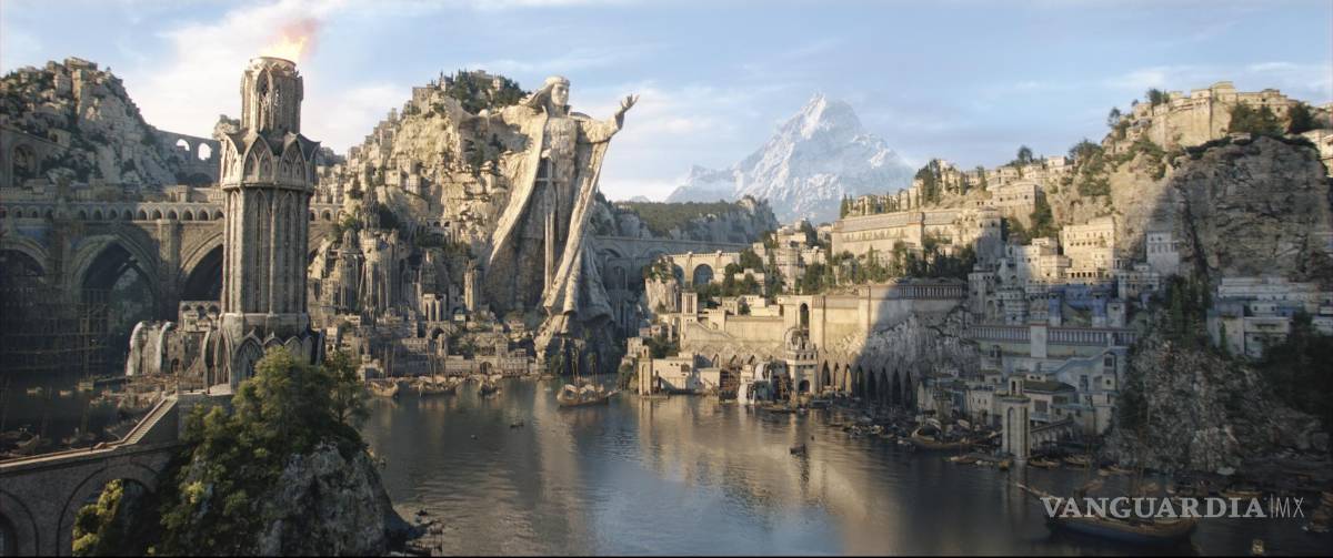 $!En esta imagen proporcionada por Amazon Studios una escena de The Lord of the Rings: The Rings of Power donde se ve al reino de Númenor.