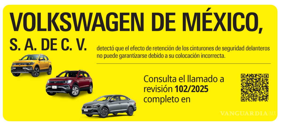 $!Profeco llama a revisión vehículos Volkswagen por falla en cinturones de seguridad