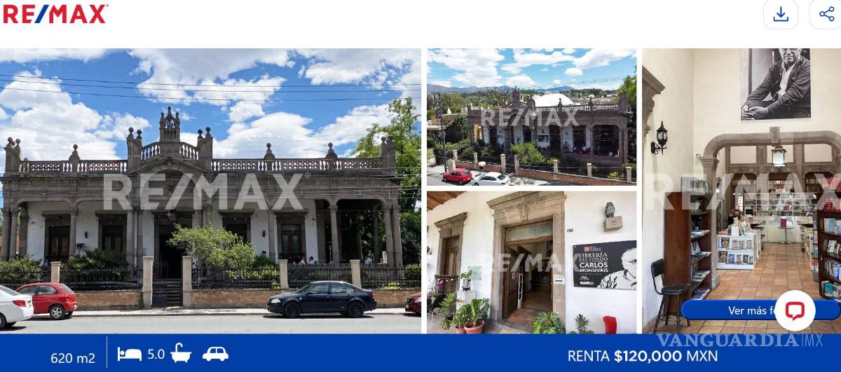 $!¿Se va la librería Carlos Monsiváis de Saltillo? Inmobiliaria pone en renta edificio