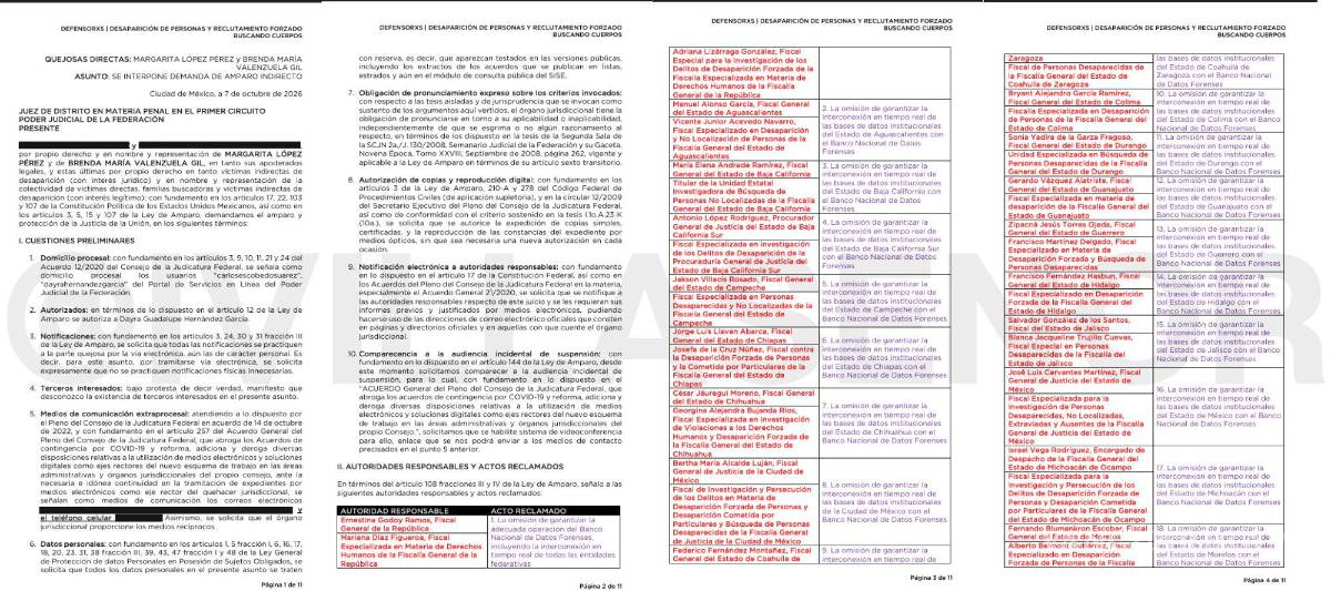 $!Madres buscadoras demandan a Ernestina Godoy, a la FGR y fiscales por fallas en el Banco de Datos Forenses