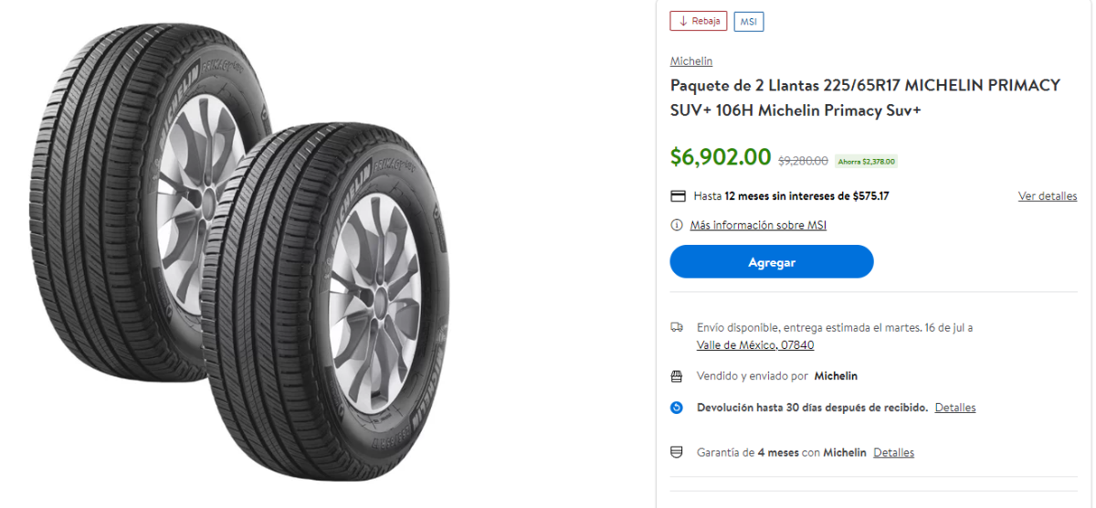 $!Michelin, Continental, Goodyear... Estos son los mejores descuentos en neumáticos que ofrece Walmart