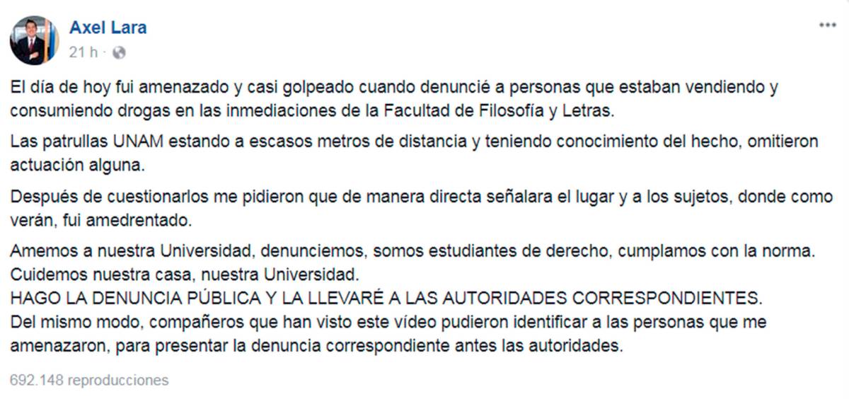 $!Amenazan a estudiante que denuncia narcomenudeo en CU
