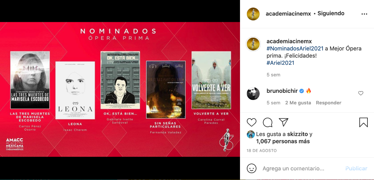 $!‘Ok, está bien’ compite con otras cuatro óperas primas en los Premios Ariel 2021.