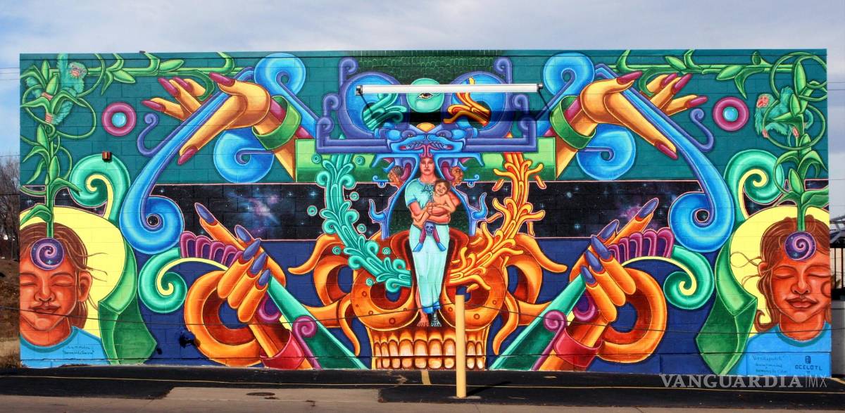 $!El mural Huitzilopochtli pintado en el 2008 por David Ocelotl García en la pared de un edificio en Denver, Colorado.