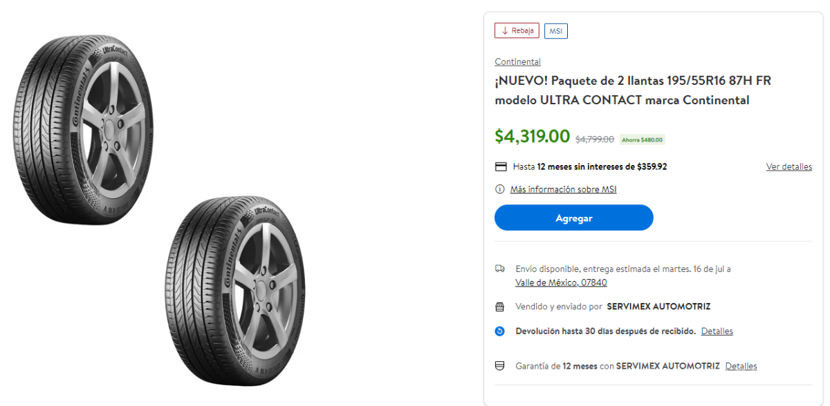 $!Michelin, Continental, Goodyear... Estos son los mejores descuentos en neumáticos que ofrece Walmart