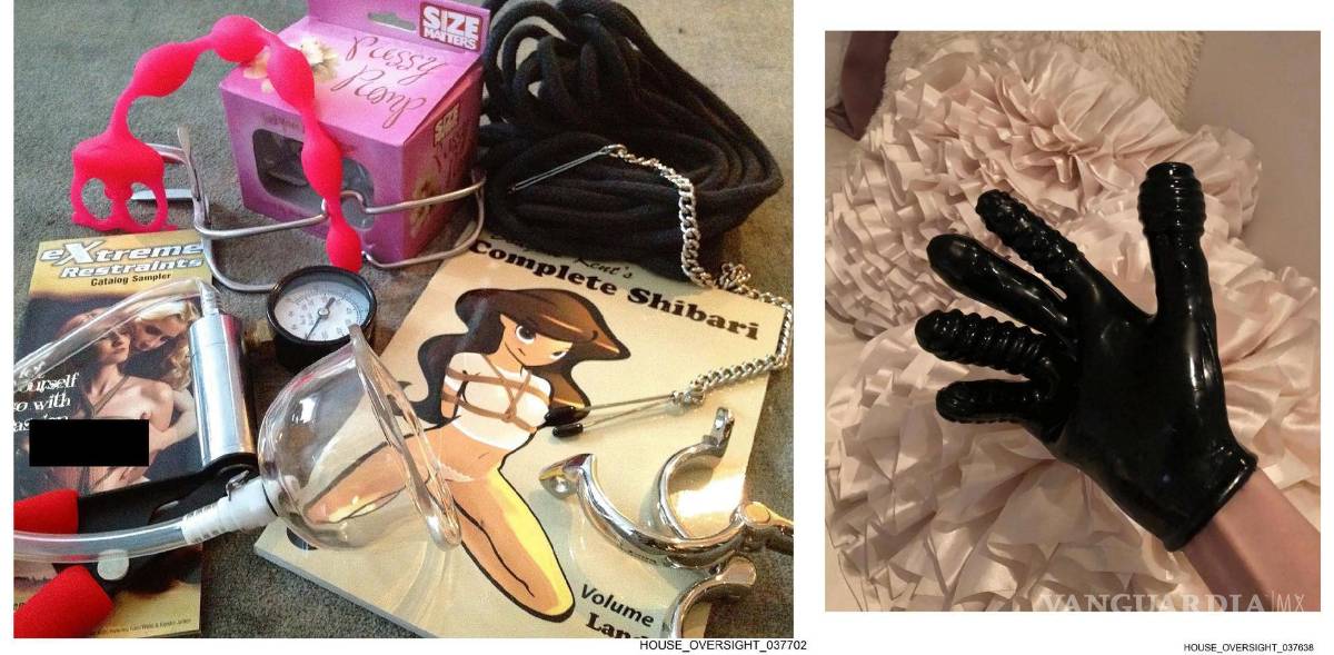 $!Combo de fotografías sin fecha donde aparecen varios juguetes sexuales encontrados en la mansión de Jeffrey Epstein.