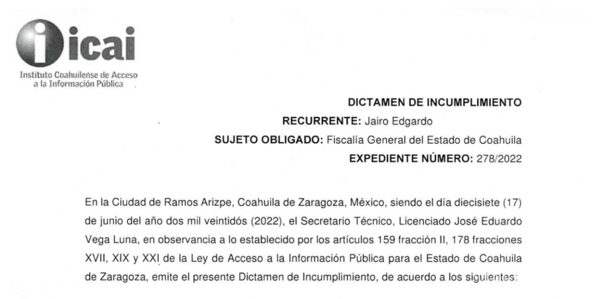 $!El ICAI resolvió a favor del ciudadano, constatando que la Fiscalía General del Estado no otorgó la información solicitada por el ciudadano.
