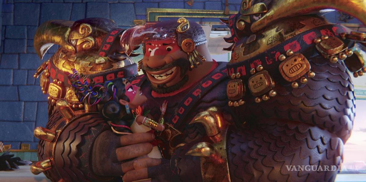 $!En esta imagen difundida por Netflix, los personajes Rey Teca, cuya voz hace el director mexicano Jorge R. Gutiérrez, y Reina Teca, con la voz de Sandra Equihua en una escena de la serie animada Maya and the Three que se estrena el 22 de octubre de 2021. AP/Netflix