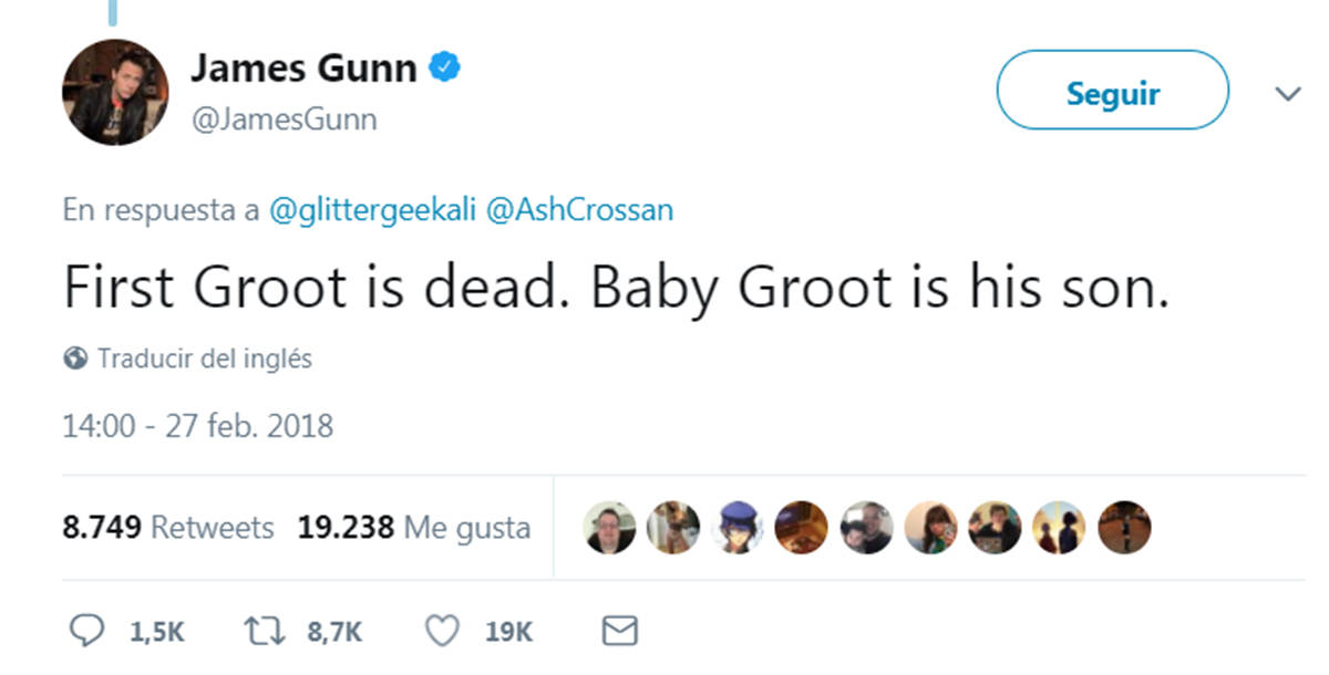 $!Triste verdad, Groot está muerto y Baby Groot es su hijo, confirma James Gunn