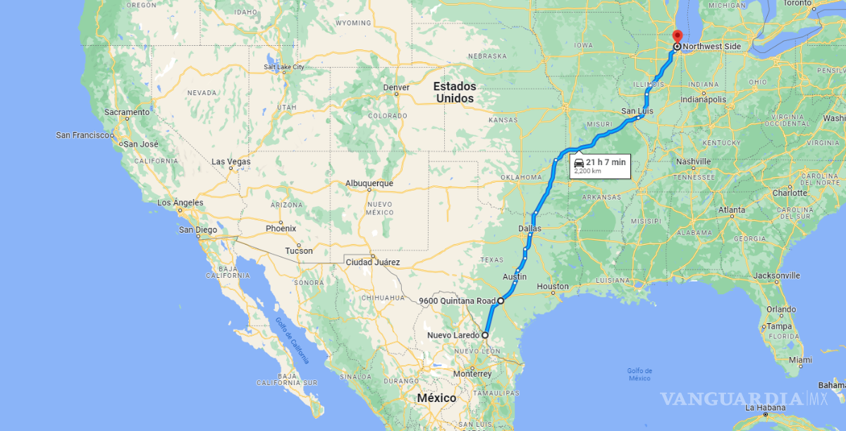 $!Distancia de Nuevo Laredo a North West, lugar donde se presume sería el destino de los migrantes