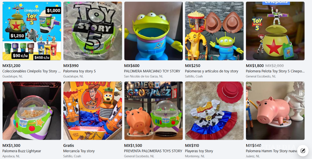 $!¡Precios al infinito! ‘Nenis’ ofrecen palomeras coleccionables de ‘Toy Story 5’ a más de mil pesos