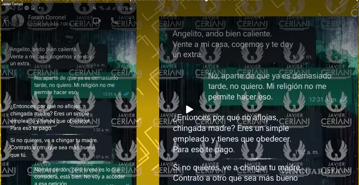 $!Exasistente de Farath Coronel lo acusa de abuso sexual, violencia y explotación laboral