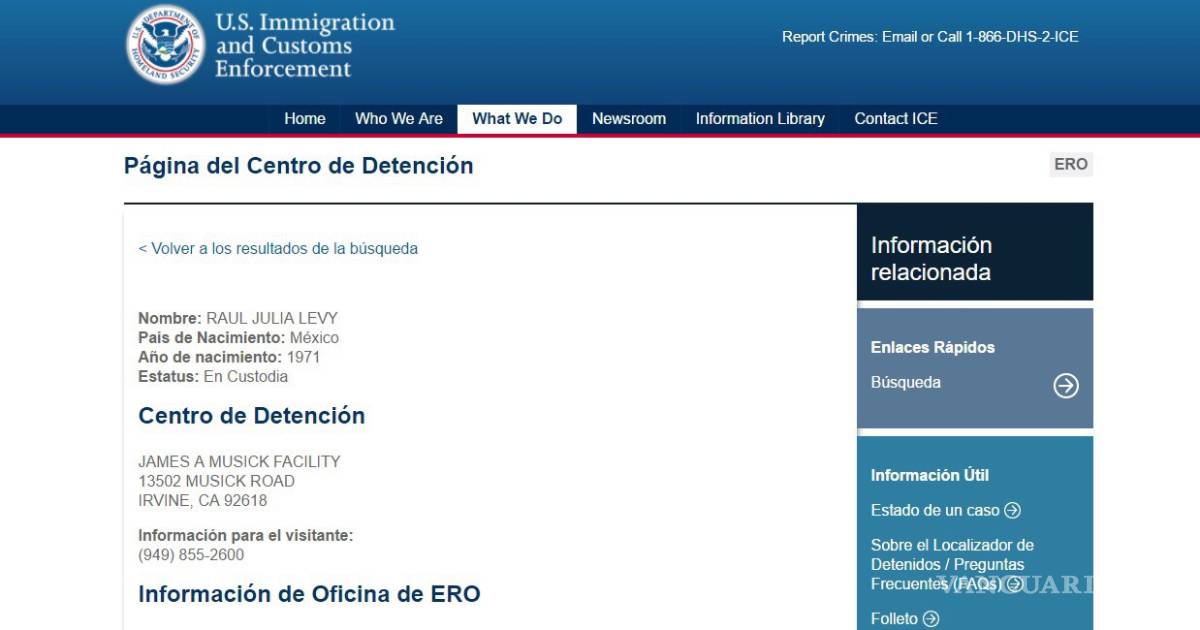 $!No hay mayores noticias sobre detención de Raúl Julia