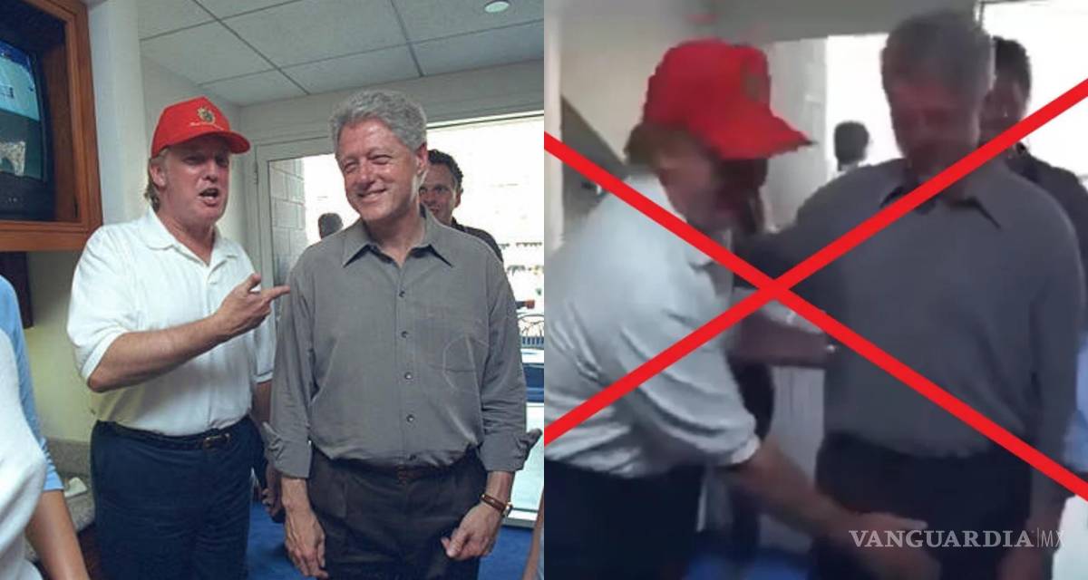 $!Izquierda foto original del encuentro entre Donald Trump y Bill Clinton. Derecha, la misma imagen manipulada a través de la inteligencia artificial.