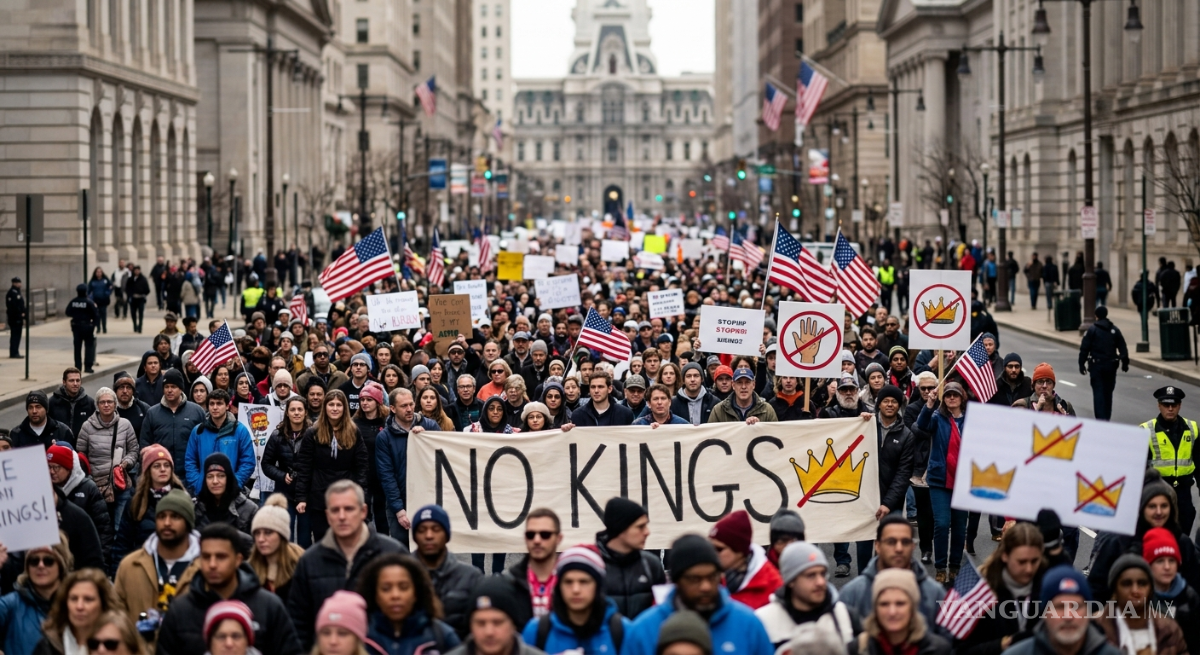$!Miles de personas se reúnen en las principales ciudades de Estados Unidos para las protestas denominadas “No Kings”, expresando su descontento con las políticas de la administración actual.